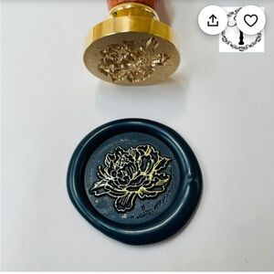 Wooden Handle Wax Seal Stamp - Floral (Rose)